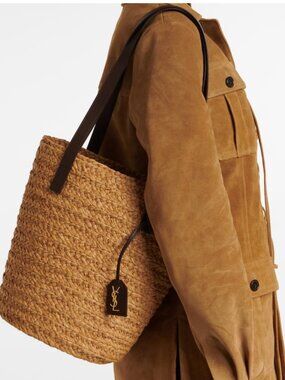 NWOT Saint Laurent Panier Small Raffia Bucket Bag